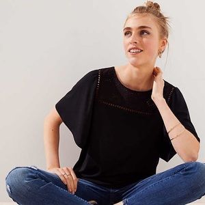 Ann Taylor LOFT Eyelet Yoke Tee
